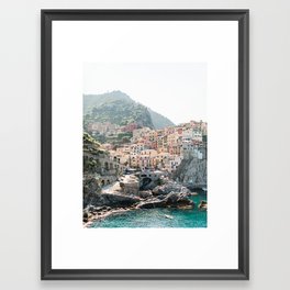 Pastel Houses in Cinque Terre, Manarola Town | Italy Fine Art Travel Print | Amalfi Coast, Italy Framed Art Print