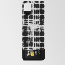 Black and white squares with white lines grunge pattern Android Card Case