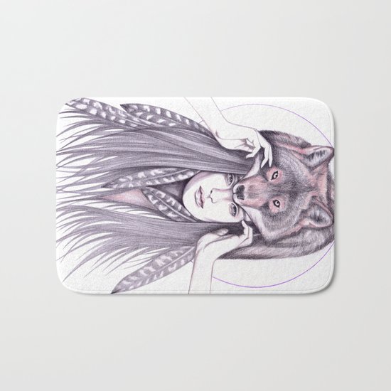 Red Wolf Bath Mat