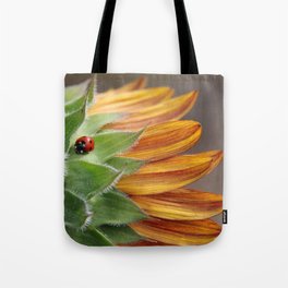 Ladybug on Sunflower Tote Bag