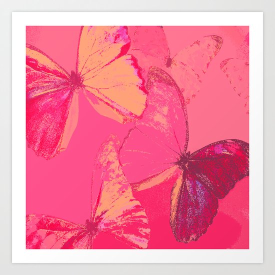Butterflies in red shades Art Print