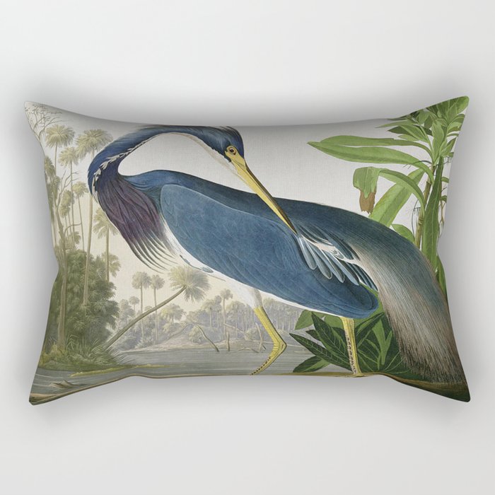 John James Audubon Louisiana Heron Painting Rectangular Pillow