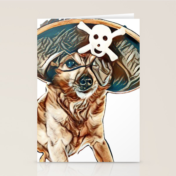 A Chihuahua Wearing A Pirate Hat And Eye Patch Image Stationery Cards By Nabi Society6