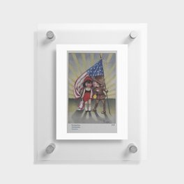 An Adorable Kiss Under American Flag - Simpathy Peace Usa & Russia Floating Acrylic Print