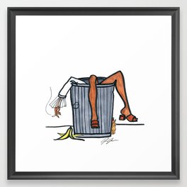 Trash Can Girl Framed Art Print | Drawing, Marker, Woman, Poc, Fashion Illustration, Fashion, Girl, Trash, Cigarette, Mood 