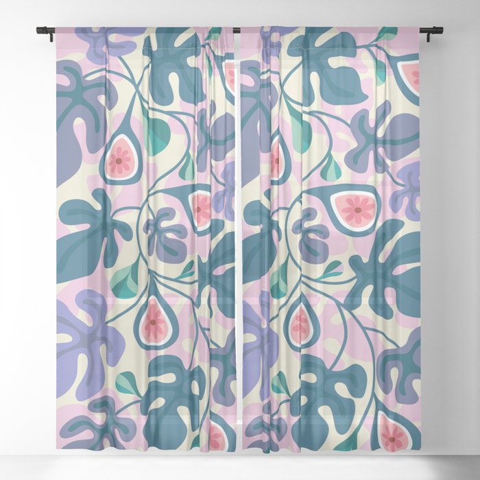 Purple Fig Pattern Sheer Curtain