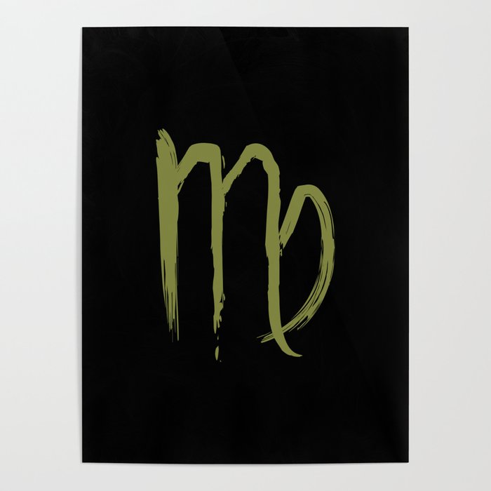 Green Virgo Zodiac Astrology Grunge Art Poster