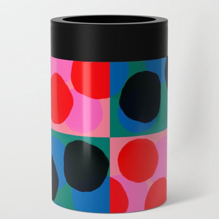 Mid-Century Modern Abstract Bubbles Hot Pink Can Cooler