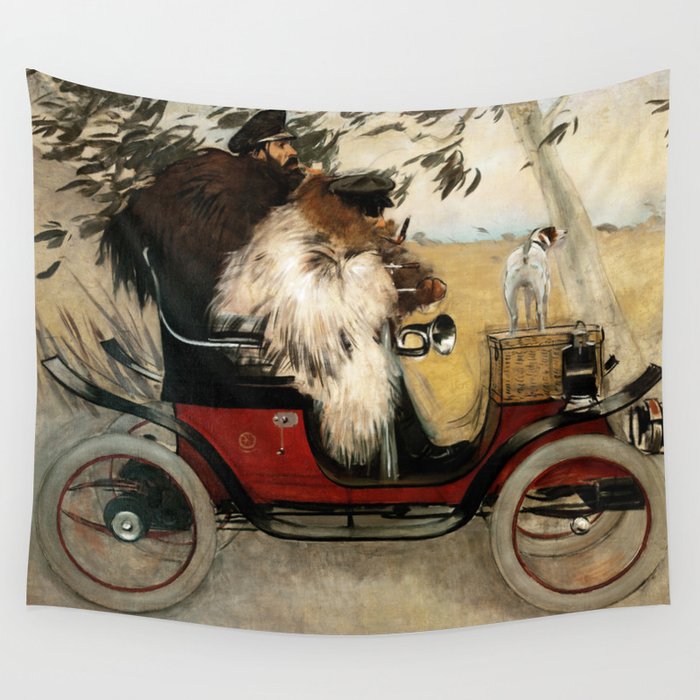 Ramon Casas and Pere Romeu in an Automobile by Ramon Casas Wall Tapestry