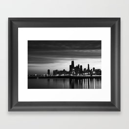 Chicago Skyline Black and White Framed Art Print