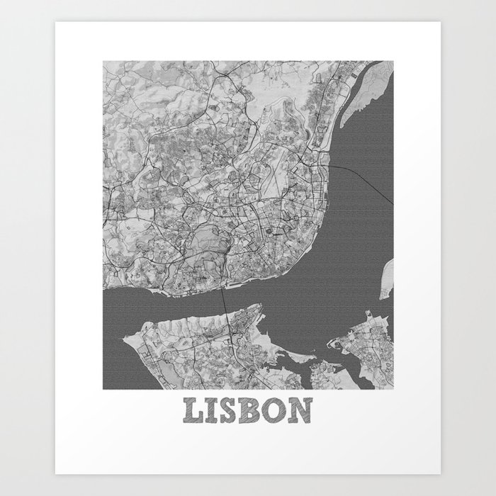 Lisbon city map sketch Art Print