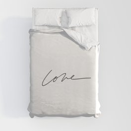 minimal hand-lettered "love" Duvet Cover