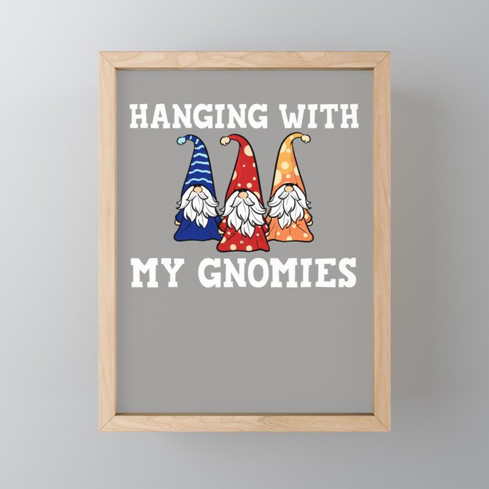 Garden Gnome Gift Gnomies Gardening Framed Mini Art Print