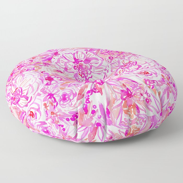 BOOM CLAP Tropical Pink Coral Floral Floor Pillow