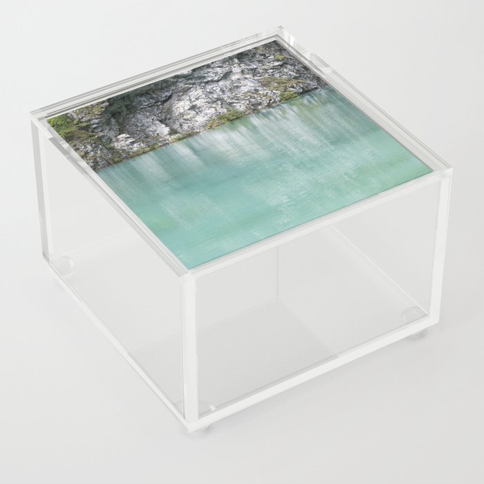 Teal lake in the French alps - mountain reservoir - nature and travel photography Acrylic Box