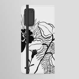 black physalis and fern in line graphics Android Wallet Case