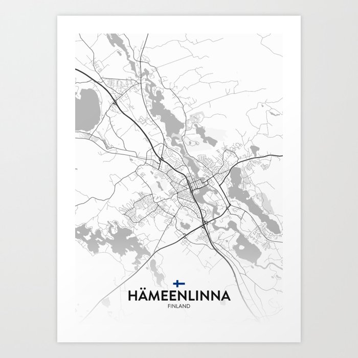 Hameenlinna, Finland - Light City Map Art Print