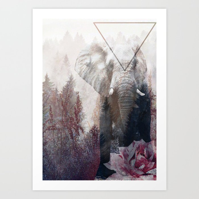 Elephant Chase Art Print