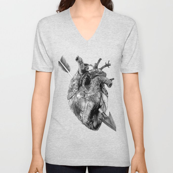 Wounded Heart V Neck T Shirt