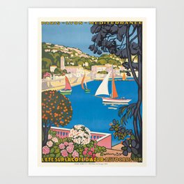 French Riviera Print and Frame