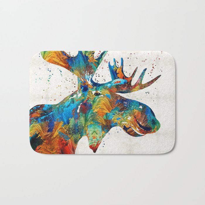 Colorful Moose Art - Confetti - By Sharon Cummings Bath Mat