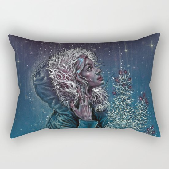 Blue Christmas Rectangular Pillow