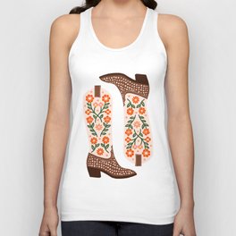 Cowgirl Boots – Orange and Green Unisex Tank Top