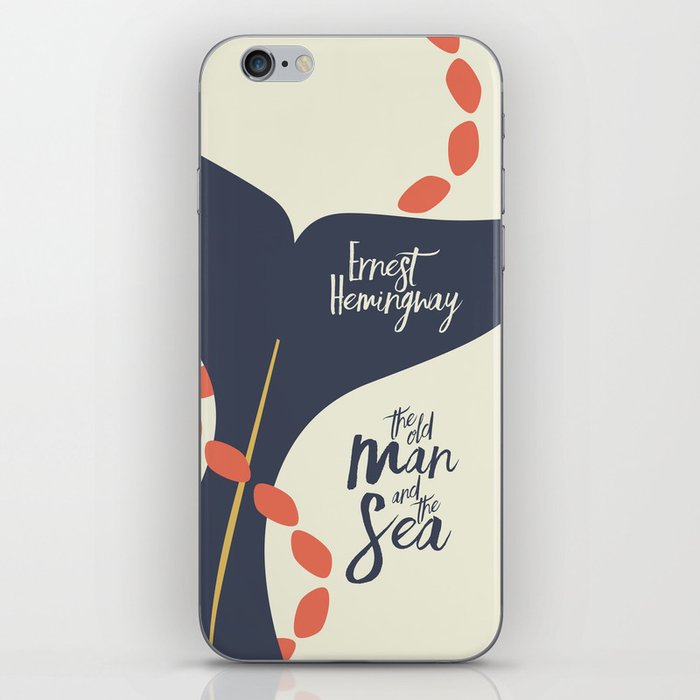 The old Man and the Sea, Ernest Hemingway book cover illustration, adventure novel iPhone Skin