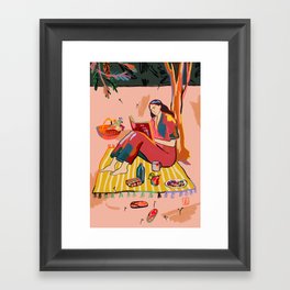 AUTUMN PICNIC IN A PARK Framed Art Print