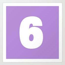 6 (White & Lavender Number) Art Print