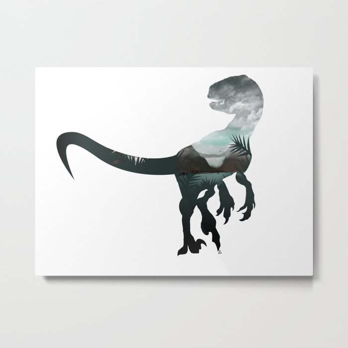 Velociraptor Minimalist Splash Metal Print