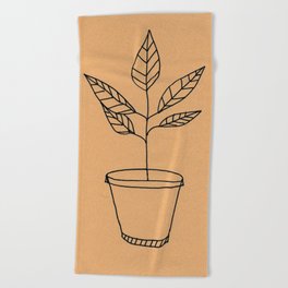 Minimalist: Potted Plant Beach Towel