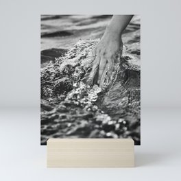 Running hand through the water, under the blue again black and white photograph / art photography Mini Art Print
