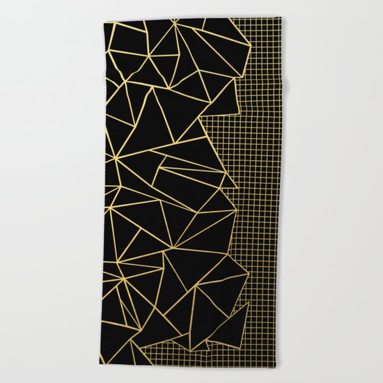 Abstract Outline Grid Gold Beach Towel