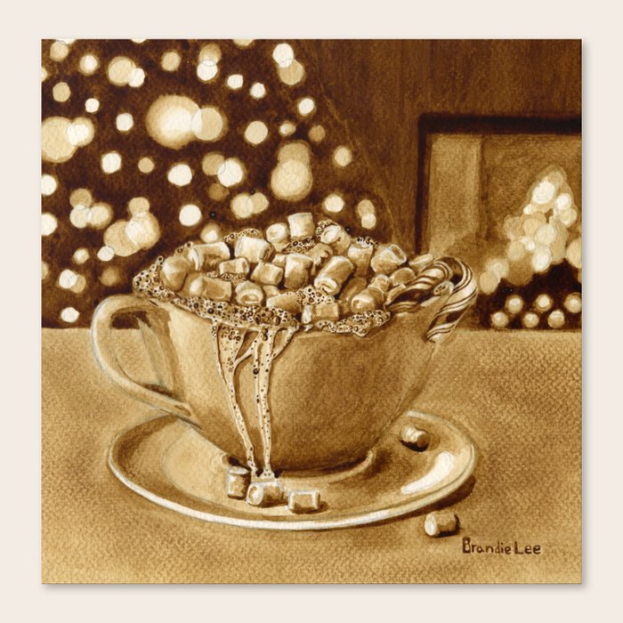 Mallow Christmas Coffee Painting 1 Canvas Print By