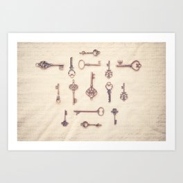 Skeleton Keys Dictionary Art Print Picture Gothic Eerie Gift Collection Key 