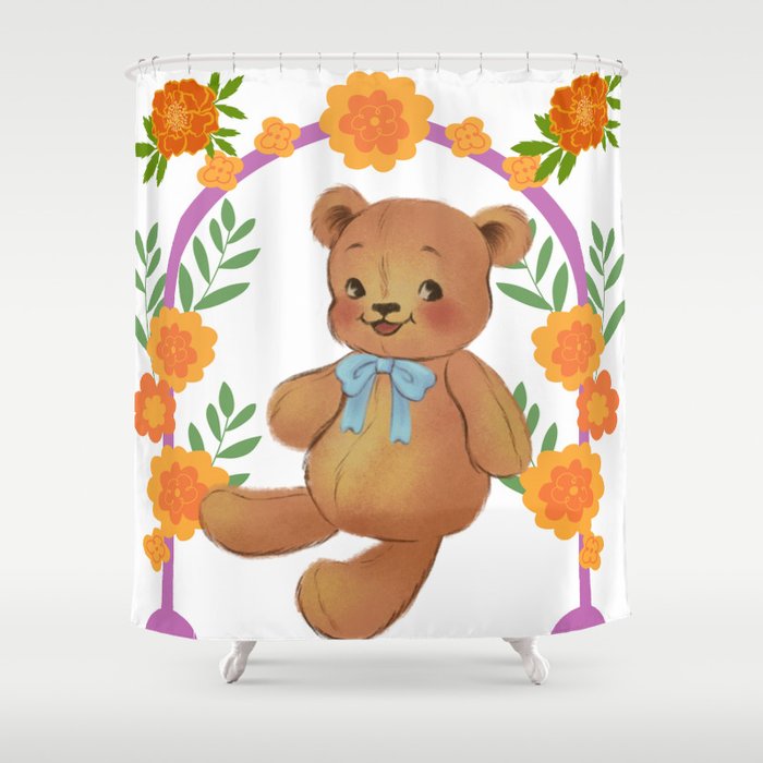 Summer Teddy Bear Shower Curtain