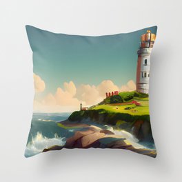 Lighthouse Landcape Throw Pillow