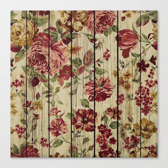 Flowers on Wood 07 Canvas Print