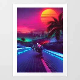 Synthwave Midnight Outrun Art Print