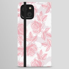 Cute pink roses flower with leaves  iPhone Wallet Case