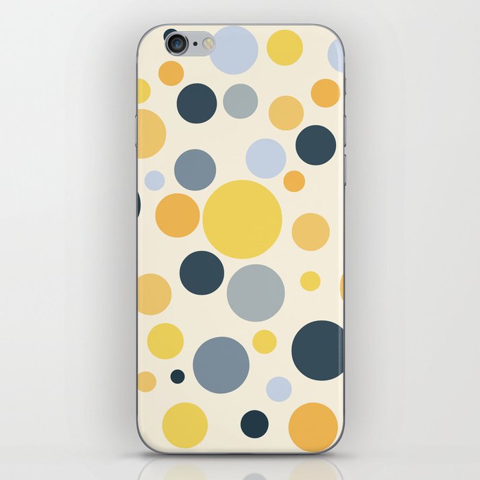 Blue and yellow retro style polka dots design iPhone Skin