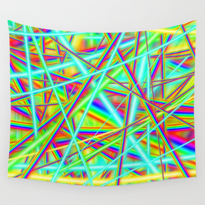 80s Rainbow Neon Strobe Light Abstract Pattern Wall Tapestry