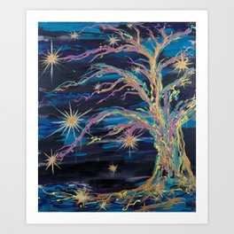 Star Growth - Abstract Tree & Stars Painting Art Print