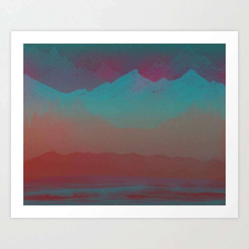 Ombre Mountainscape Sunset Colors Art Print By Roxygart Society6