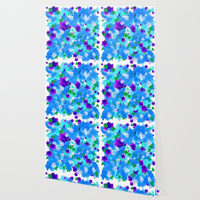 Bright Floral Pattern With Girly Flowers In Preppy Blue And Purple