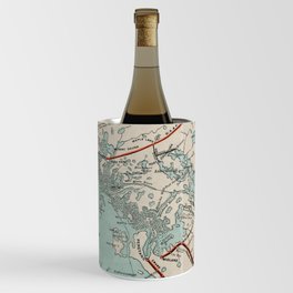 Vintage Map of Georgian Bay and Muskoka Lakes Wine Chiller