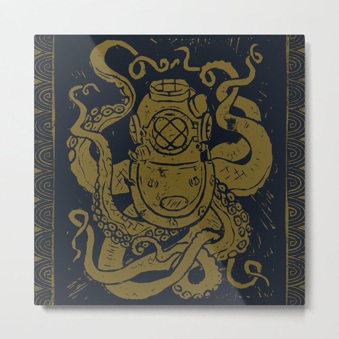 Mark V Octopus - gold Metal Print