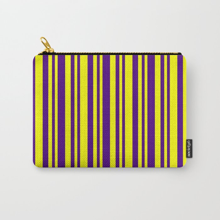 Indigo and Yellow Colored Lines/Stripes Pattern Carry-All Pouch