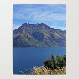 New Zealand Photography - Huge Mountain By Lake Wakatipu Poster